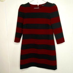 Zara Black and Burgundy Striped Shift Dress